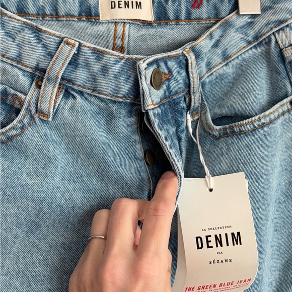 NWT Sezane Brut Sexy Straight Jeans Bleach Blue Light Wash - Picture 12 of 12